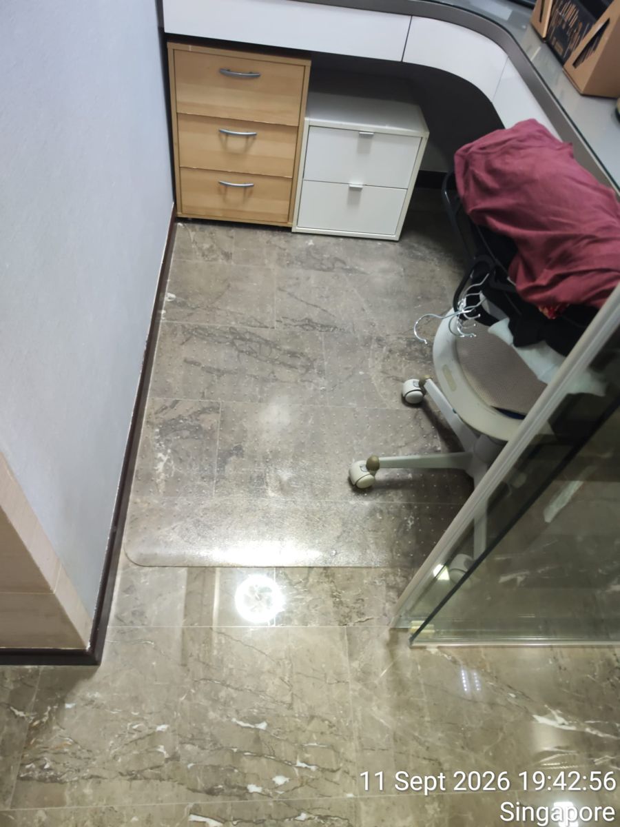 Grey marble floor in a study after polishing