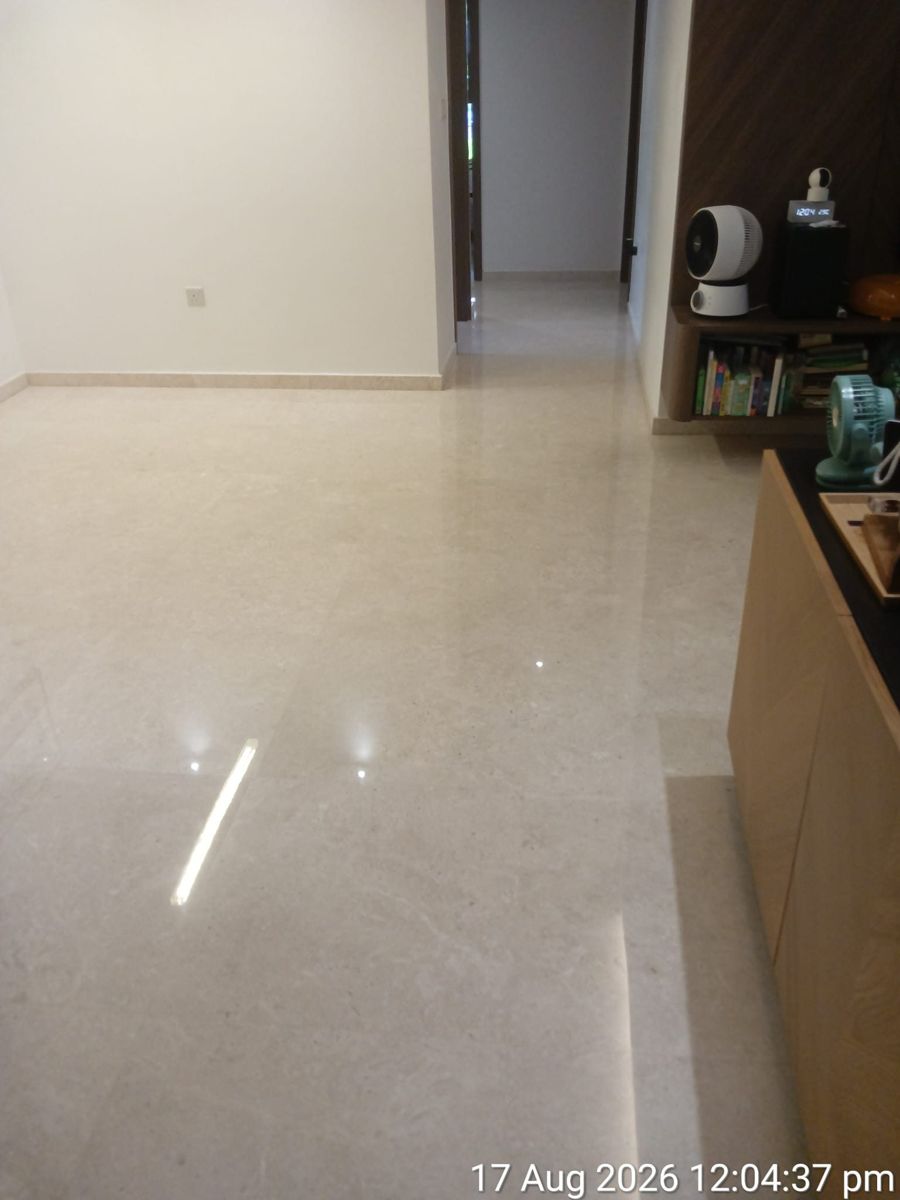 Marble living and dining area after polishing